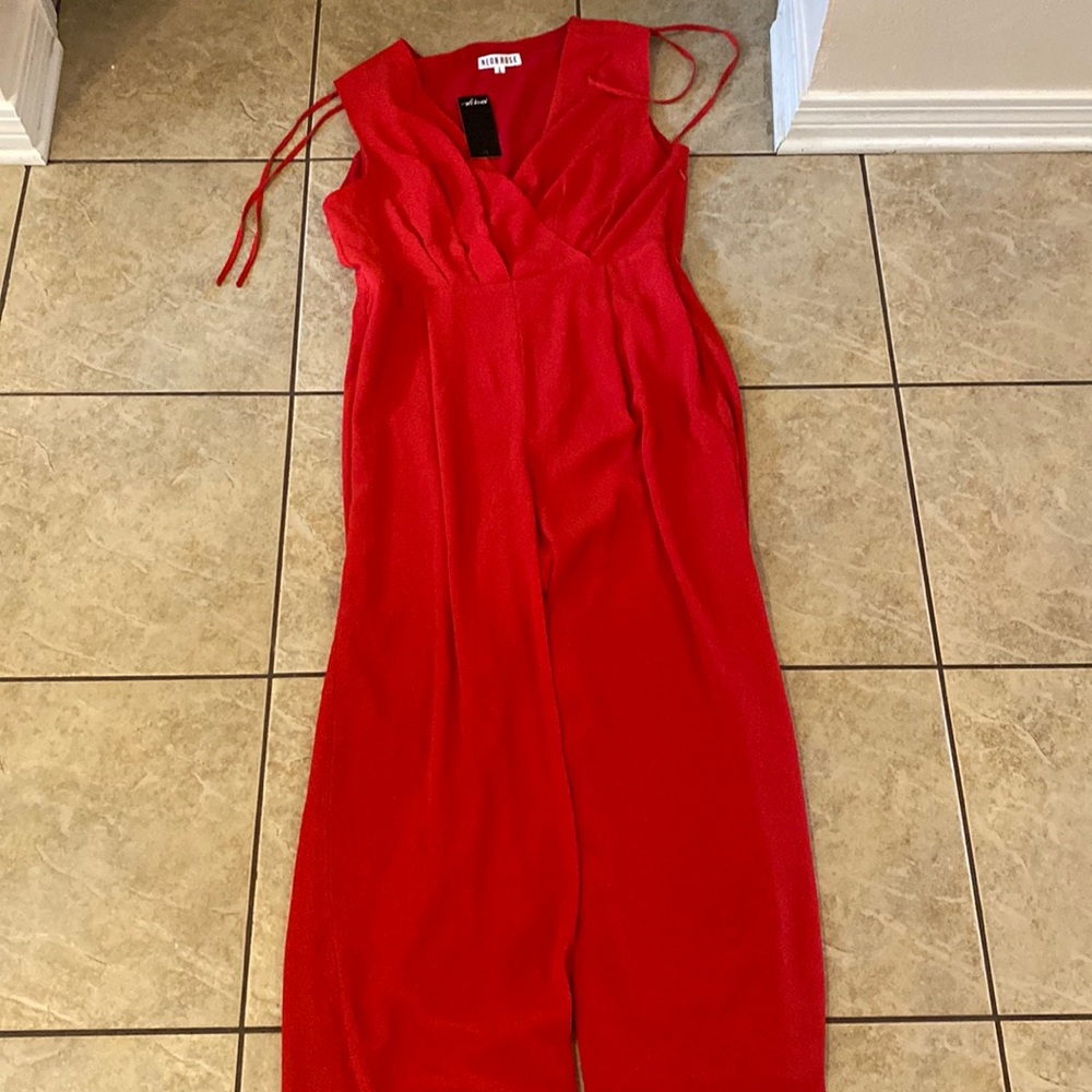 Neon Rose Nasty Gal Red Chiffon Jumpsuit Size Large